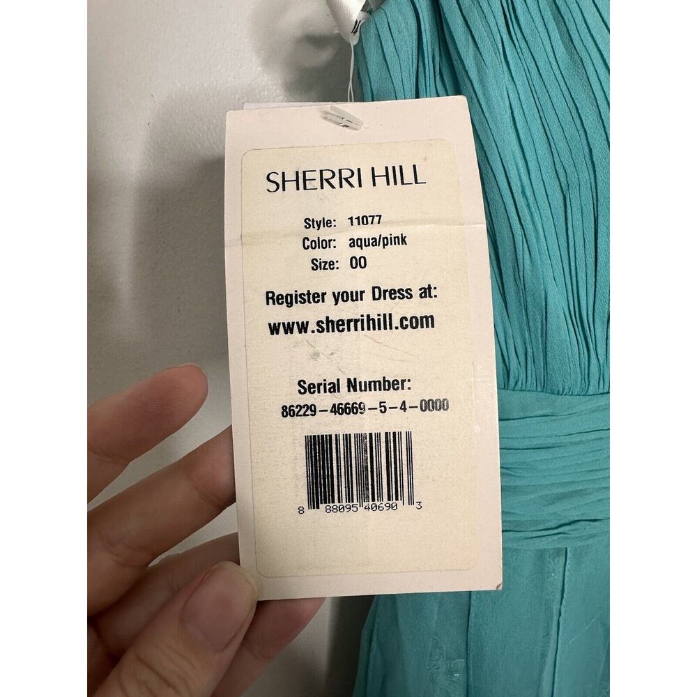 Sherri Hill Ombre Aqua to Pink High-Low Cocktail Dress - Picture 9 of 13